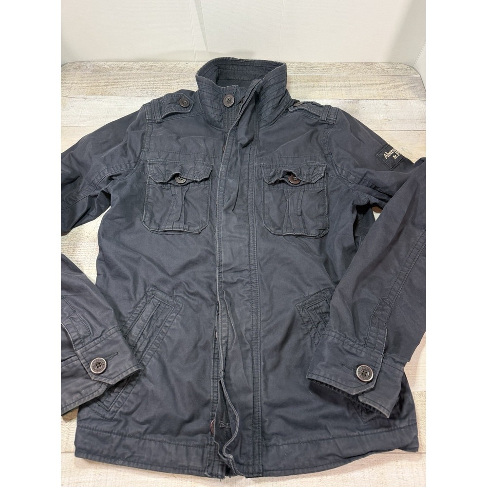 Abercrombie & Fitch Mens M Navy Blue Y2K Military Field Jacket Utility Coat